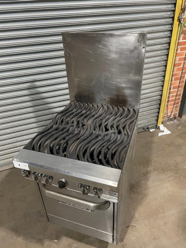 RARE FIND! Southbend! Late Model! Commercial Stainless Steel Natural Gas Powered 4 Burner Range/Oven Combo! With Non-Clog Wavy Grates! With Back Splash! With Wire Oven Rack! Model: 4242E SN: 17C61665! On Casters! WORKING WHEN REMOVED! - Image 12 of 12