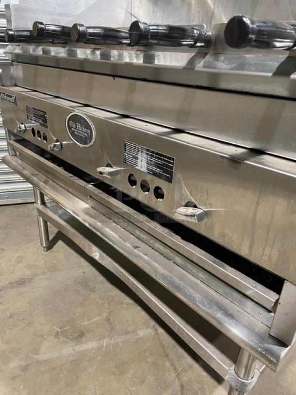 RARE FIND! Old Hickory Commercial Stainless Steel Natural Gas/Charcoal Powered Churrasco Rotisserie Grill! With 13 Knife Spits! With Single Shelf Equipment Stand! On Legs! WORKING WHEN REMOVED! - Image 7 of 15
