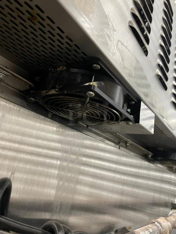 RARE FIND! Old Hickory Commercial Stainless Steel Natural Gas/Charcoal Powered Churrasco Rotisserie Grill! With 13 Knife Spits! With Single Shelf Equipment Stand! On Legs! WORKING WHEN REMOVED! - Image 12 of 15