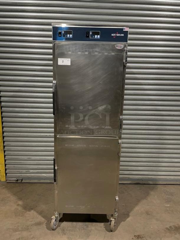 Alto-Shaam! 2021 Late Model! Halo Heat Series Commercial Stainless Steel Dutch Door Dual Compartment Mobile Heated Holding/Proofing Cabinet! With Universal Holding Racks! Model: 1200-UP SN: 3040338-5! 120V 1 Phase! On Casters! - Image 1 of 12