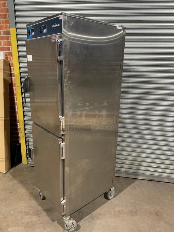 Alto-Shaam! 2021 Late Model! Halo Heat Series Commercial Stainless Steel Dutch Door Dual Compartment Mobile Heated Holding/Proofing Cabinet! With Universal Holding Racks! Model: 1200-UP SN: 3040338-5! 120V 1 Phase! On Casters! - Image 2 of 12