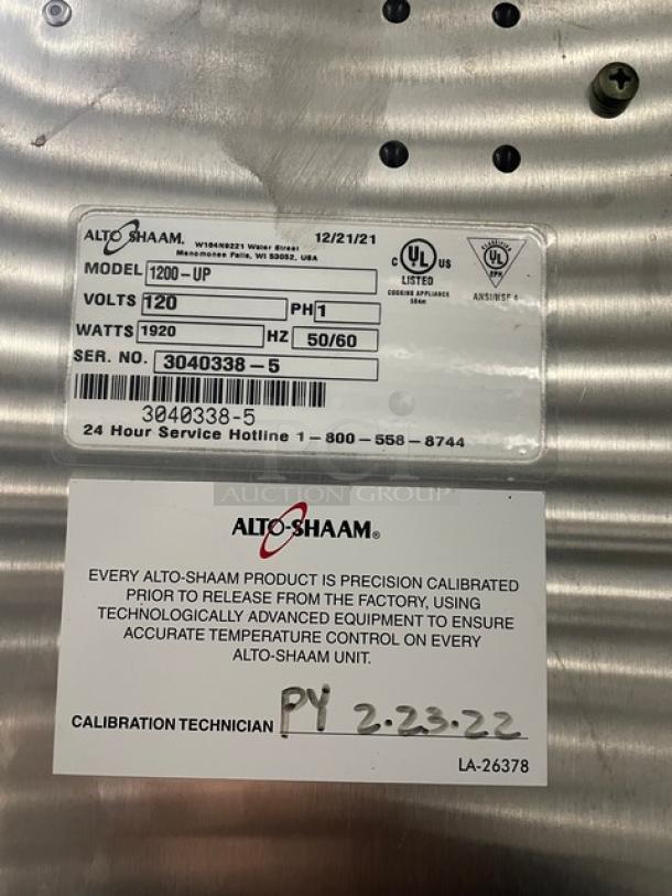 Alto-Shaam! 2021 Late Model! Halo Heat Series Commercial Stainless Steel Dutch Door Dual Compartment Mobile Heated Holding/Proofing Cabinet! With Universal Holding Racks! Model: 1200-UP SN: 3040338-5! 120V 1 Phase! On Casters! - Image 8 of 12