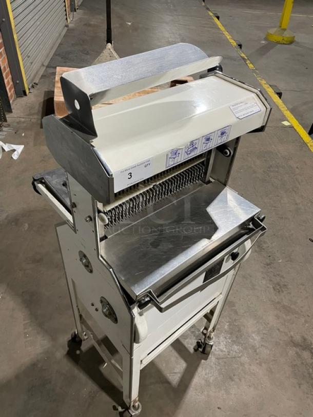 Oliver Commercial White Electric Powered Heavy Duty Variety Bread Slicer! With Stainless Steel Worktop! Model: 777 SN: 169019! 115V 1 Phase! On Casters! WORKING WHEN REMOVED! - Image 10 of 10