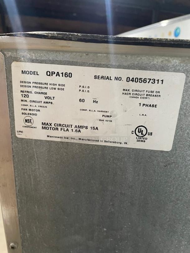 Manitowoc Commercial Stainless Steel Ice Dispensing Storage Bin! Model: QPA160 SN: 040567311! 120V 1 Phase! On Legs! - Image 8 of 10
