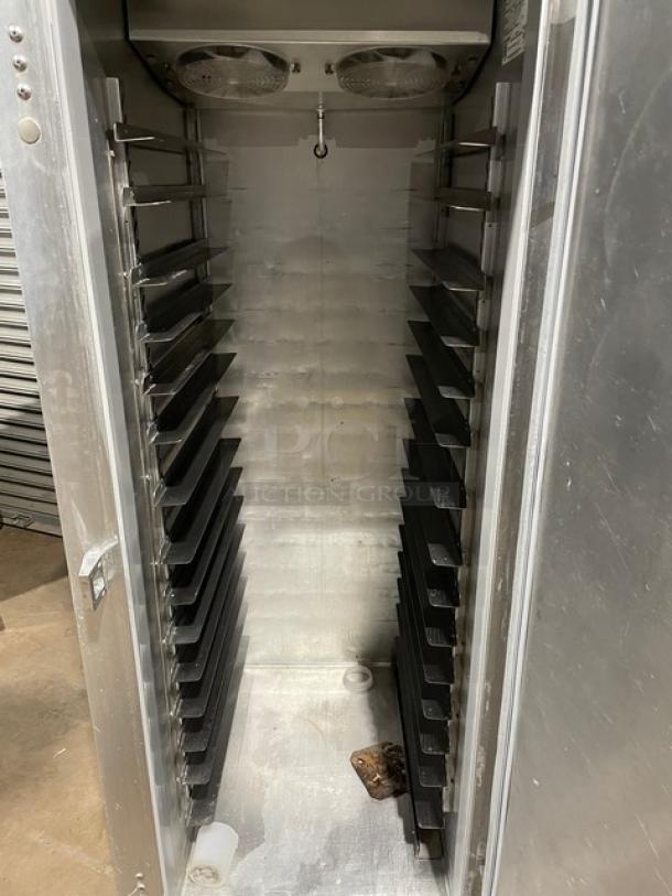 Continental Commercial Stainless Steel Solid Single Door Reach In Freezer! With Built In Pan Holding Rack! Model: 1F-R SN: 154B2766! 115V 1 Phase! On Legs! Remote Compressor, No Compressor! - Image 5 of 10