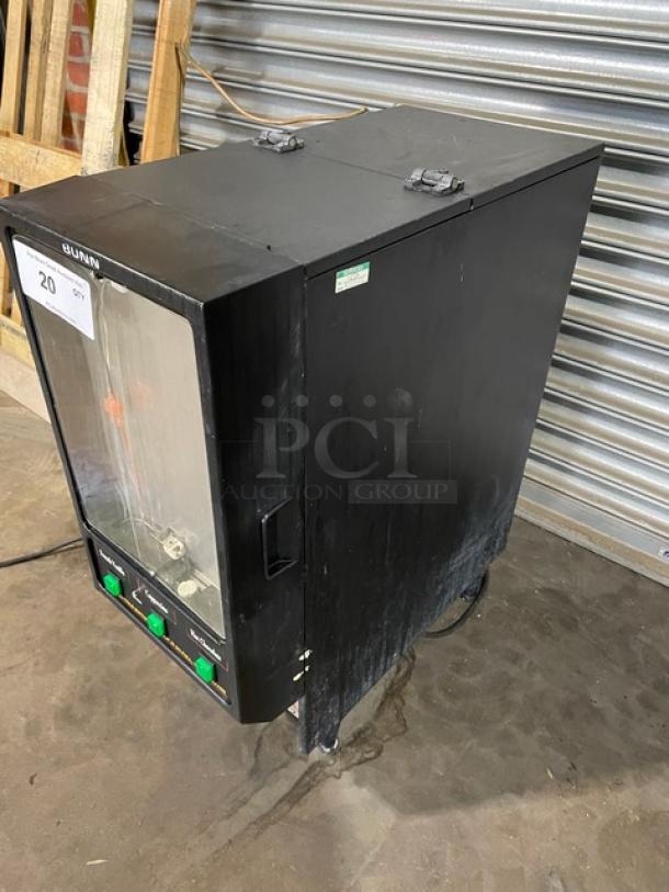 Bunn Commercial Black Electric Powered Countertop Triple Flavor Hot Chocolate/Cappuccino Hot Beverage Machine! With 3 Poly Hoppers! With Push Button Controls & LED Display Box! On Legs! - Image 2 of 9