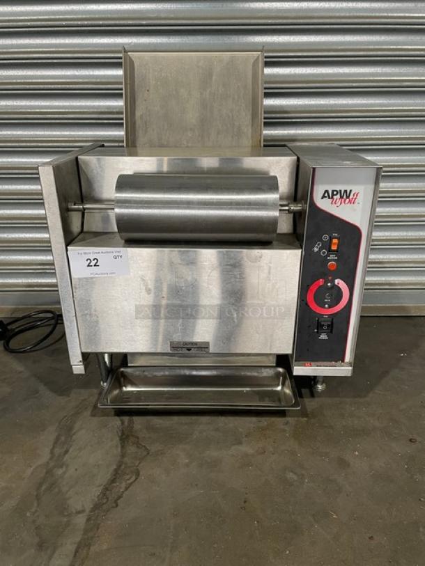 APW Wyott Commercial Stainless Steel Electric Powered Countertop Vertical Conveyor Bun Grill/Toaster! Model: M-95-2 SN: M9520821A0040! 208V 1 Phase! On Legs! - Image 1 of 9