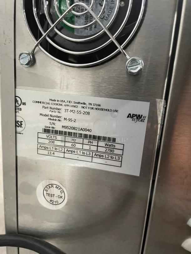 APW Wyott Commercial Stainless Steel Electric Powered Countertop Vertical Conveyor Bun Grill/Toaster! Model: M-95-2 SN: M9520821A0040! 208V 1 Phase! On Legs! - Image 8 of 9