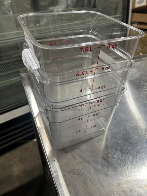 BRAND NEW! Cambro Commercial Clear Polycarbonate 8 Qt. Food Storage Containers! ALL ONE MONEY! - Image 2 of 5