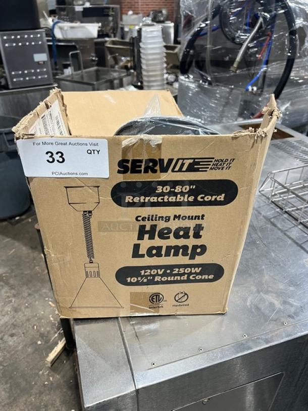 NEW! ServIt Commercial Black Ceiling Mount 10-5/8" Round Cone Style Heat Lamp! - Image 1 of 4