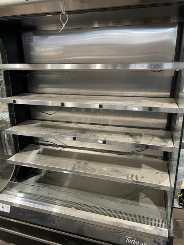 Turbo Air Commercial Black Vertical Air-Curtain Refrigerated Multi-Tier Open Grab-N-Go Merchandiser Display Case! With Stainless Steel Interior & Adjustable Shelves! Model: TOM-50(B) SN: TOM50143023! 120V 1 Phase! - Image 6 of 10