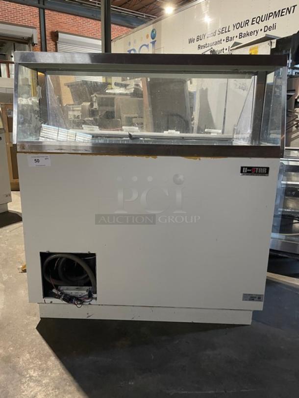 U-Star Commercial White Homemade Style Frozen Yogurt/Ice Cream Dipping Cabinet! With Serve Over Sneeze Guard! With Lift Up Rear Access! Model: USDP-47 SN: 6193315519052207! Working When Removed! - Image 1 of 9