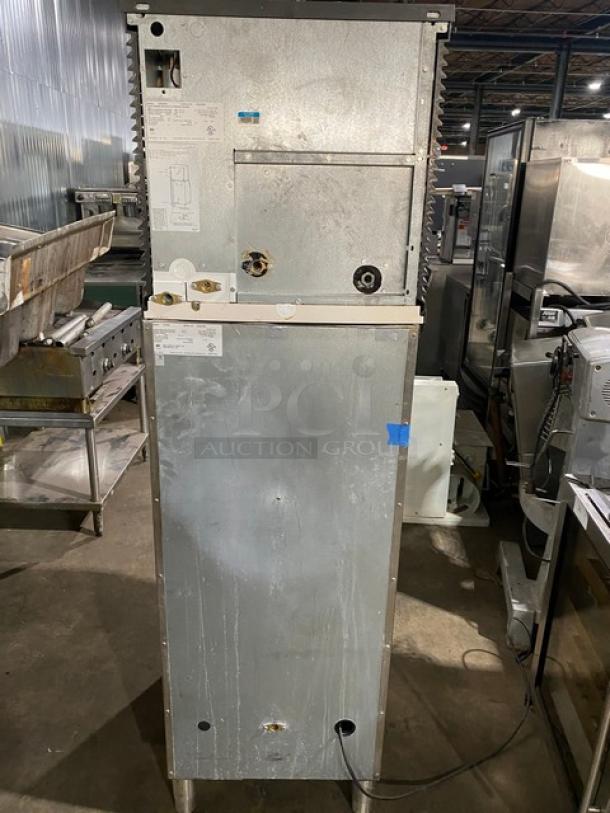 Manitowoc Commercial Stainless Steel Self-Contained Water-Cooled Dice Ice Making Machine Head! Model: SD0423W SN: 110679665! 115V 1 Phase! With Manitowoc Commercial Stainless Steel 120 Lb. Hotel Ice Dispenser Bin! With Push Dispenser & Drip Tray! Model: SPA-160 SN: 610067798! 115V 1 Phase! On Legs! ALL ONE MONEY! - Image 3 of 10