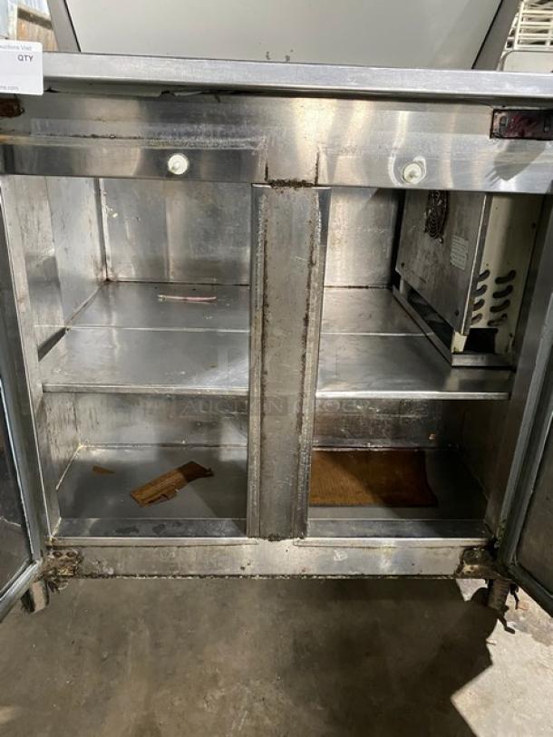 Cool-Tech Commercial Stainless Steel 2 Door Refrigerated 36" Bain Marie Style Mega Top Salad/Sandwich Prep Table! Model: Custom-36BMB SN: 116207! On Casters! - Image 6 of 11