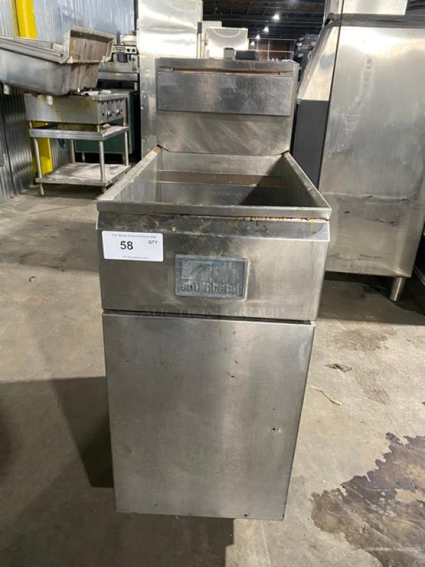 Southbend Commercial Stainless Steel Natural Gas Powered Deep Fat Fryer! With Back Splash & Basket Hanger! On Legs! - Image 1 of 9