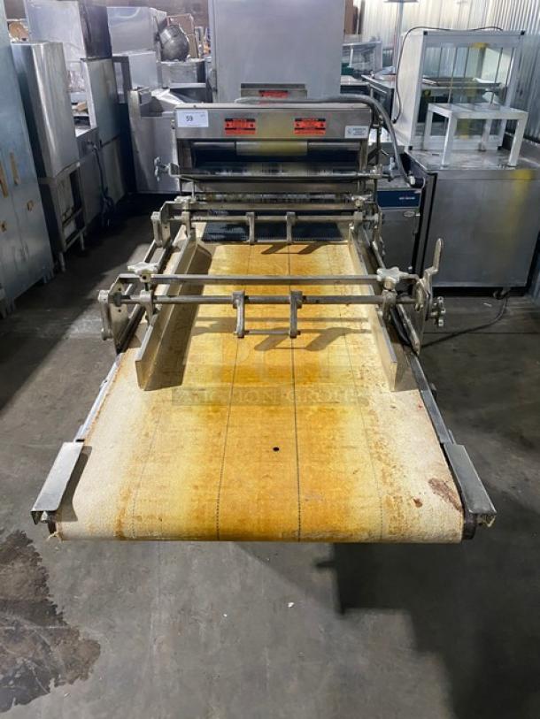 Commercial Stainless Steel Electric Powered Heavy Duty 2 Stage Conveyor Sheeter/Former! On Casters! Working When Removed! - Image 1 of 12