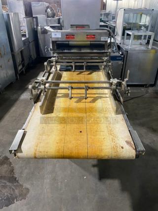 Commercial Stainless Steel Electric Powered Heavy Duty 2 Stage Conveyor Sheeter/Former! On Casters! Working When Removed!