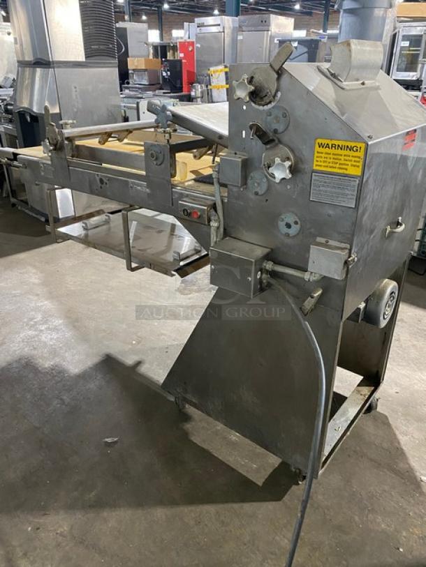 Commercial Stainless Steel Electric Powered Heavy Duty 2 Stage Conveyor Sheeter/Former! On Casters! Working When Removed! - Image 4 of 12