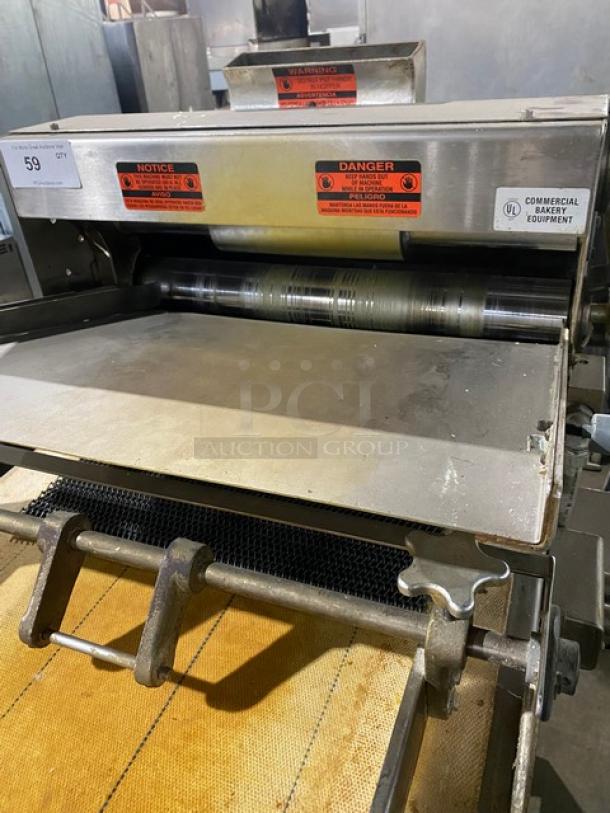 Commercial Stainless Steel Electric Powered Heavy Duty 2 Stage Conveyor Sheeter/Former! On Casters! Working When Removed! - Image 6 of 12