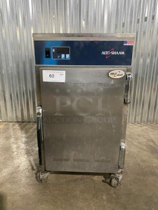 Alto-Shaam! 2018 Late Model! Halo Heat Series Commercial Stainless Steel Electric Powered 6 Pan Mobile Heated Holding Cabinet! With Built In Pan Holding Racks! Model: 500-S SN: 2287511-000! 120V 1 Phase! On Casters! Working When Removed!