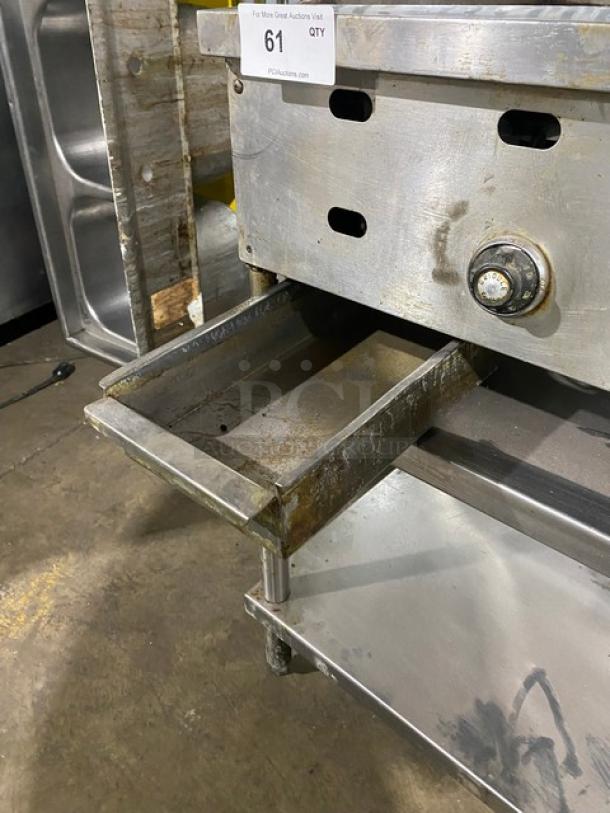 Commercial Stainless Steel Natural Gas Powered Countertop Flat Griddle! With Thermostatic Controls! With Back & Side Splash! With Single Shelf Equipment Stand! On Legs! Working When Removed! - Image 9 of 9