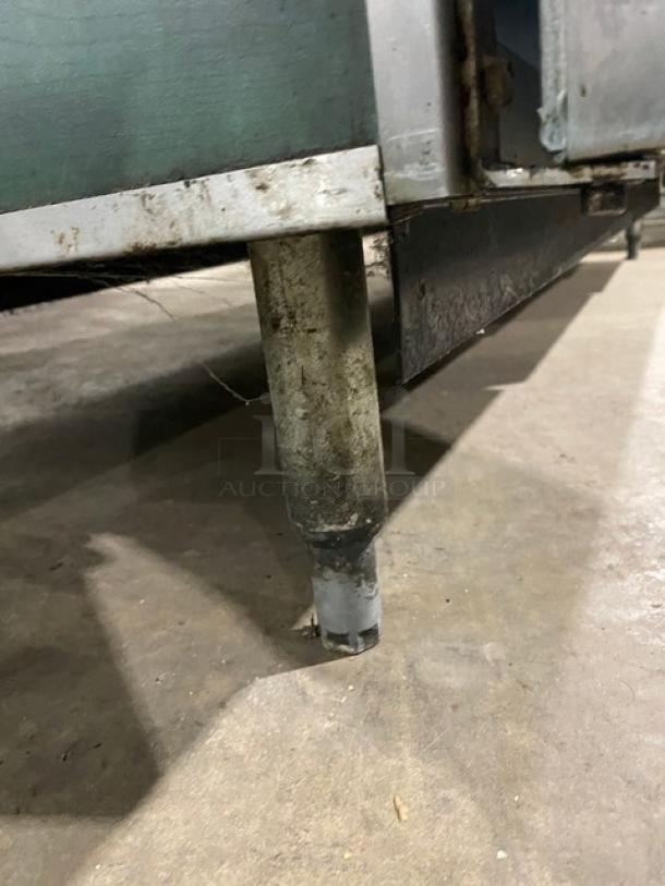 Duke Commercial Stainless Steel Emerald Green Style 3 Door Dry Worktop Cabinet! With Back Splash! With Hand Washing Sink Cut-Out! Model: SUBPS-72-R M SN: 02053093! On Legs! - Image 9 of 9