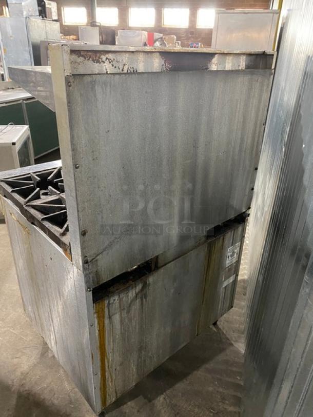 Southbend Commercial Stainless Steel Natural Gas Powered 6 Burner Range/Oven Combo! With Back Splash & Overhead Salamander Shelf! With Wired Oven Rack! Model: X436D SN: 02L38236! On Legs! Working When Removed! - Image 3 of 12