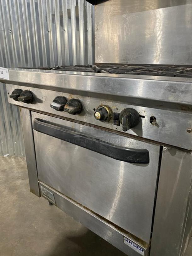 Southbend Commercial Stainless Steel Natural Gas Powered 6 Burner Range/Oven Combo! With Back Splash & Overhead Salamander Shelf! With Wired Oven Rack! Model: X436D SN: 02L38236! On Legs! Working When Removed! - Image 6 of 12