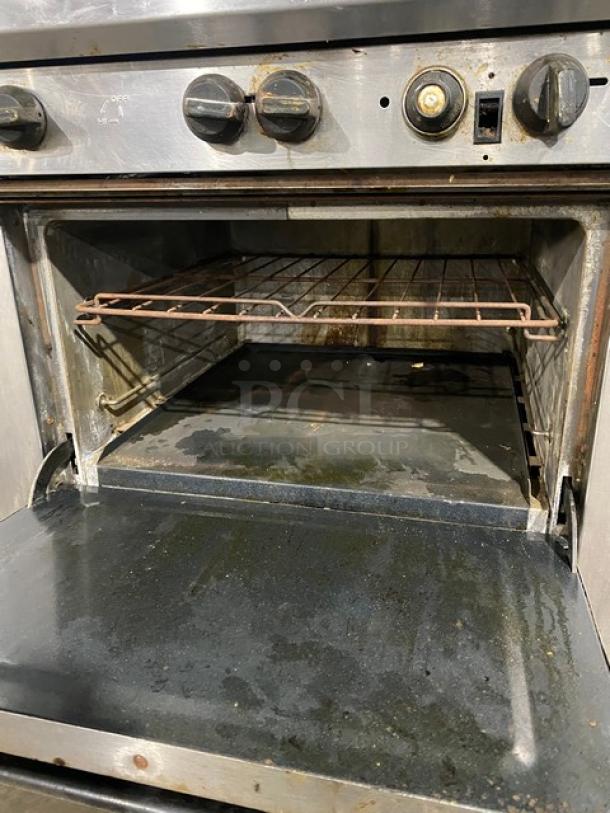 Southbend Commercial Stainless Steel Natural Gas Powered 6 Burner Range/Oven Combo! With Back Splash & Overhead Salamander Shelf! With Wired Oven Rack! Model: X436D SN: 02L38236! On Legs! Working When Removed! - Image 7 of 12