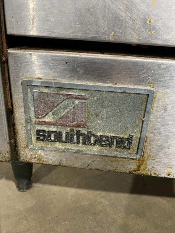 Southbend Commercial Stainless Steel Natural Gas Powered 6 Burner Range/Oven Combo! With Back Splash & Overhead Salamander Shelf! With Wired Oven Rack! Model: X436D SN: 02L38236! On Legs! Working When Removed! - Image 8 of 12