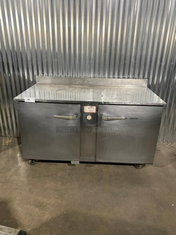 Traulsen Commercial Stainless Steel 2 Door 60" Worktop Refrigerator! With Back Splash! Model: UHT60-ZCF-LS SN: T79925J04! 115V 1 Phase! On Casters! - Image 1 of 11