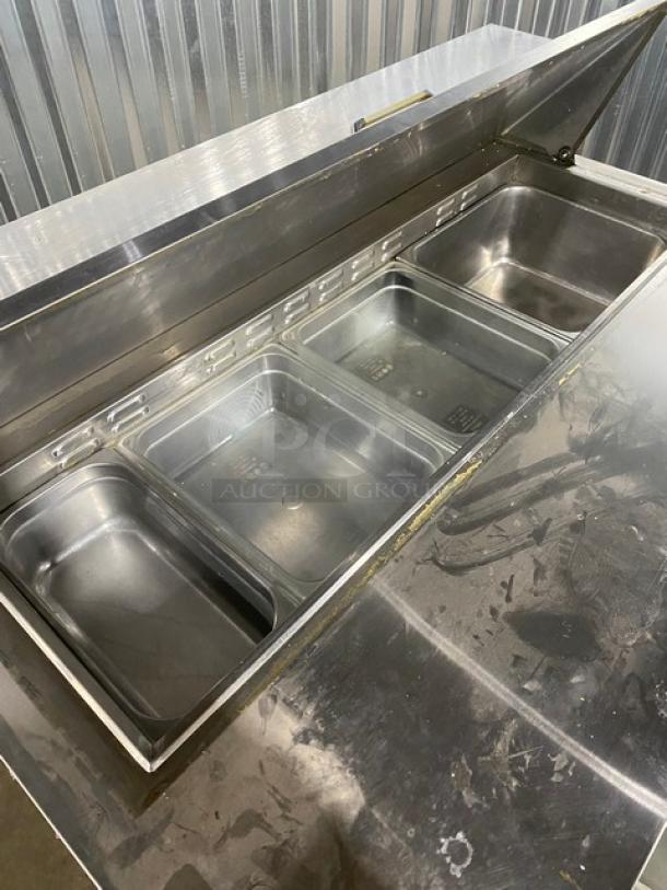 Atosa Commercial Stainless Steel 2 Door Refrigerated Bain Marie Style Mega Top Salad/Sandwich Prep Table! With Food Pans! With Poly Coated Wire Racks! Model: MSF8302GR SN: MSF8302GRAUS100317102100C40036! 115V 1 Phase! On Casters! - Image 5 of 11