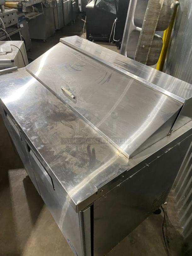 Atosa Commercial Stainless Steel 2 Door Refrigerated Bain Marie Style Mega Top Salad/Sandwich Prep Table! With Food Pans! With Poly Coated Wire Racks! Model: MSF8302GR SN: MSF8302GRAUS100317102100C40036! 115V 1 Phase! On Casters! - Image 11 of 11