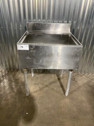 Commercial Stainless Steel Underbar Ice Bin! With Back Splash & Drain Hole! On Legs!
