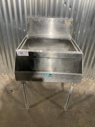 Supremetal Commercial Stainless Steel Underbar Ice Bin! With Speed/Bottle Rail! With Back Splash! On Legs!