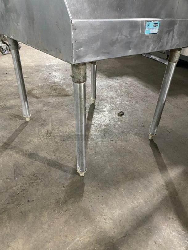 Supremetal Commercial Stainless Steel Underbar Ice Bin! With Speed/Bottle Rail! With Back Splash! On Legs! - Image 6 of 8