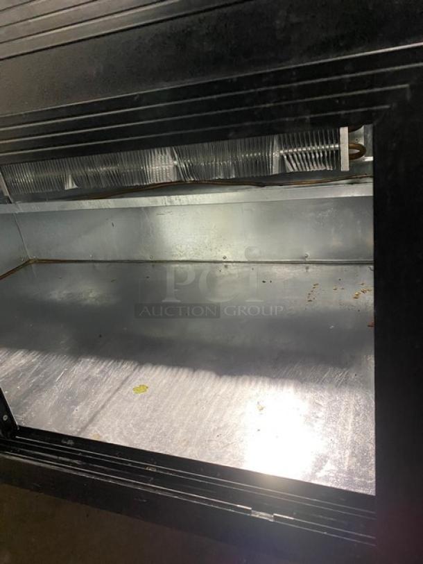 Commercial Black Slanted Glass Refrigerated Multi-Tier Meat Deli Merchandiser Display Showcase! With Lower Storage Compartment! With Poly Coated Wire Racks! With Rear Sliding Glass Doors! On Casters! - Image 10 of 12