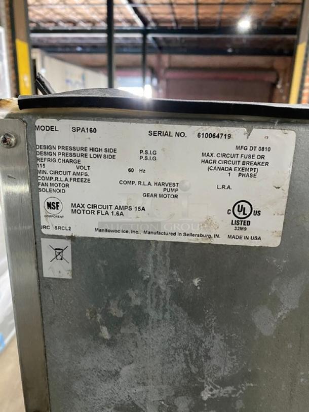Manitowoc Commercial Stainless Steel 120 Lb. Hotel Ice Dispenser Storage Bin! With Push Dispenser & Drip Tray! Model: SPA-160 SN:610064719! 115V 1 Phase! On Legs! - Image 7 of 10