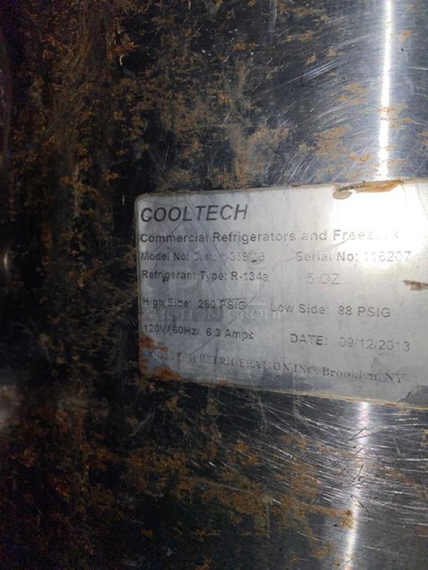 Cool-Tech Commercial Stainless Steel 2 Door Refrigerated 36" Bain Marie Style Mega Top Salad/Sandwich Prep Table! Model: Custom-36BMB SN: 116207! On Casters! - Image 11 of 11