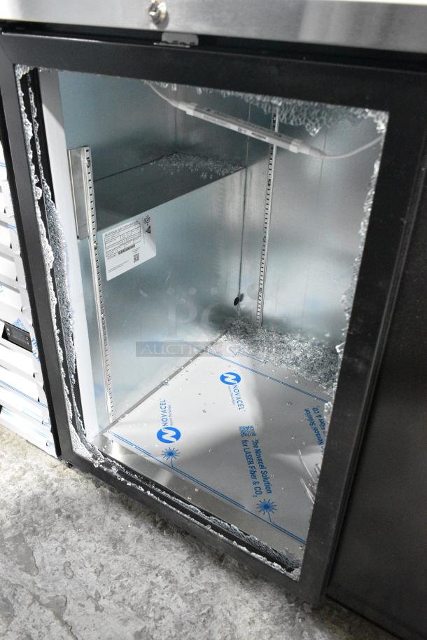 BRAND NEW SCRATCH AND DENT! Beverage Air  BB94HC-1-G-B Metal commercial 3 Door Back Bar Cooler Merchandiser. See Pictures for Broken Glass. 115 Volts, 1 Phase. Tested and Working! - Image 4 of 8