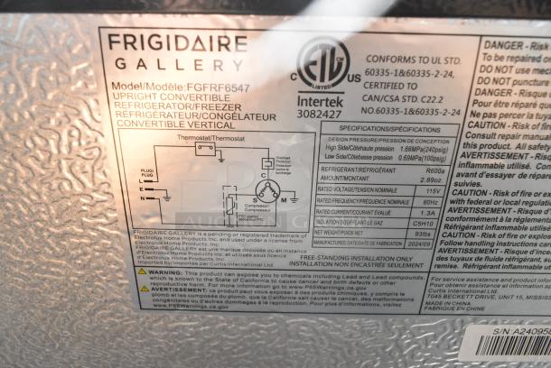 BRAND NEW SCRATCH AND DENT! Frigidaire FGFRF6547 Single Door Reach In Convertible Cooler Freezer. 115 Volts, 1 Phase. Tested and Powers On But Does Not Get Cold - Image 5 of 6