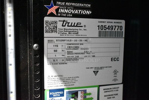 LIKE NEW! 2023 True STG2RPTVLD-2G-2S-HC Metal Commercial 2 Door Reach In Cooler Merchandiser. 115 Volts, 1 Phase. Tested and Working! - Image 6 of 6