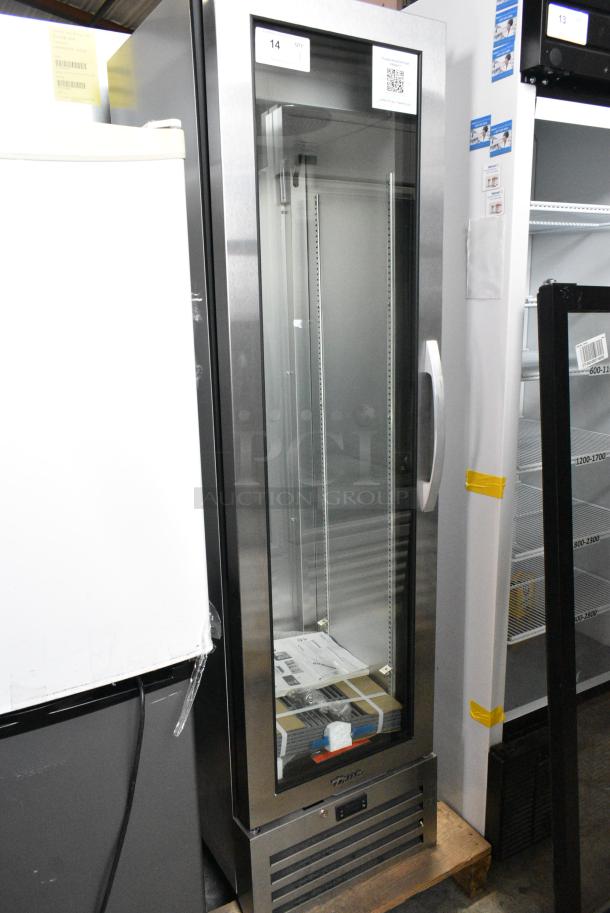 BRAND NEW SCRATCH AND DENT! 2023 True T-11G-HC Metal Commercial Single Door Reach In Cooler Merchandiser w/ Poly Coated Racks. 115 Volts, 1 Phase. Tested and Working! - Image 1 of 6