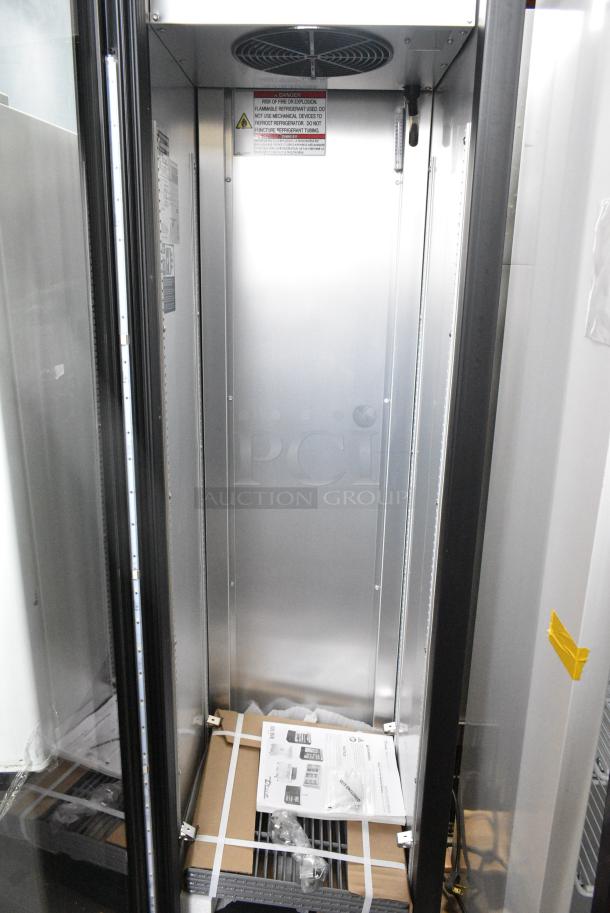 BRAND NEW SCRATCH AND DENT! 2023 True T-11G-HC Metal Commercial Single Door Reach In Cooler Merchandiser w/ Poly Coated Racks. 115 Volts, 1 Phase. Tested and Working! - Image 4 of 6