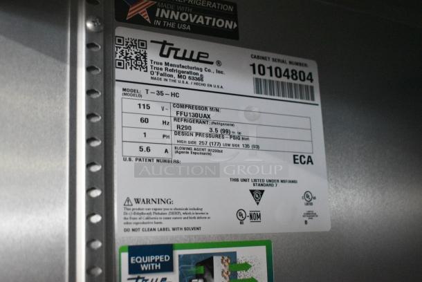 2021 True T-35-HC Stainless Steel Commercial 2 Door Reach In Cooler. 115 Volts, 1 Phase. Tested and Working! - Image 5 of 6