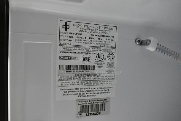 QBD DC6LP-HC Metal Commercial Single Door Reach In Cooler Merchandiser. 115 Volts, 1 Phase. Tested and Working! - Image 6 of 6