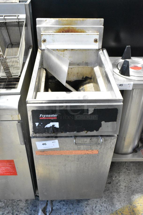 Frymaster GF14SD Stainless Steel Commercial Floor Style Propane Gas Powered Deep Fat Fryer. - Image 1 of 7
