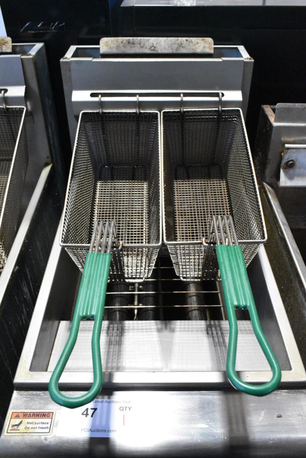 Imperial FM-90/NG Stainless Steel Commercial Floor Style Natural Gas Powered Deep Fat Fryer w/ 2 Metal Fry Baskets on Commercial Casters. 90,000 BTU. - Image 2 of 8