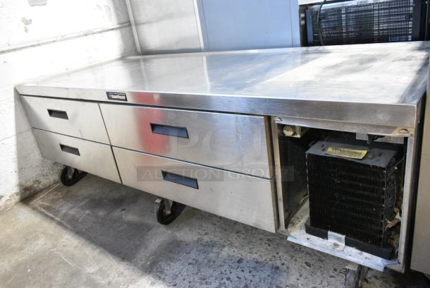 Delfield Stainless Steel Commercial 4 Drawer Chef Base on Commercial Casters. 115 Volts, 1 Phase. Tested and Working! - Image 1 of 12