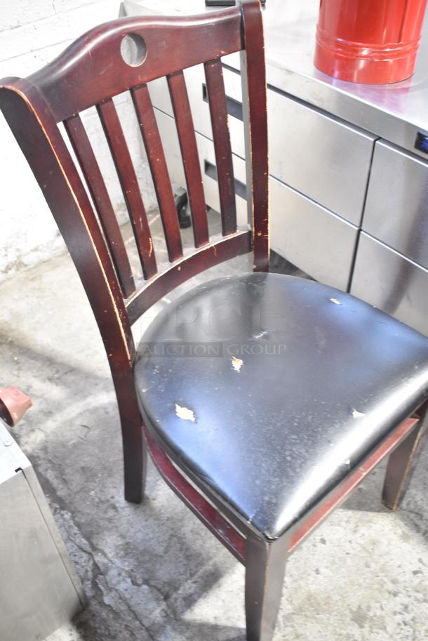 3 Wooden Dining Height Chair w/ Black Poly Seat Cushion. 3 Times Your Bid! - Image 2 of 6